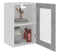 Caisson haut cuisine Gris - LEMON® Vitrine suspendue ""Lyon"" - avec rangement - gris béton - 40x31x60cm - Bois d'ingénierie 735 Solde