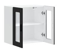 Caisson haut cuisine Noir - LEMON® Meuble mural de cuisine avec porte en verre Porto noir 254 - Soldes