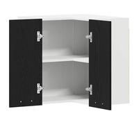 Caisson haut cuisine Noir - LEMON® Vitrine suspendue avec étagère Lyon - chêne Noir - 57x57x60cm 573 - Soldes