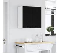 Caisson haut cuisine Noir - LEMON® Vitrine suspendue avec étagère Lyon - chêne Noir - 60x31x60cm 802 - Soldes