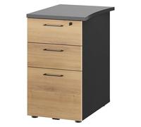 Caisson hauteur de bureau 3 tiroirs chêne ambré profondeur 60 cm - Jazz