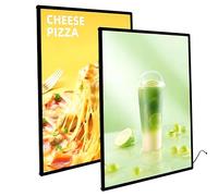 Caisson Lumineux À Led, Caisson Lumineux À Led Ultrafin avec Profilé en Aluminium, Cadre D'affichage Publicitaire Mural, Tableau de Menu Lumineux en Verre Trempé Fin pour Restauran silver A2（435*601）