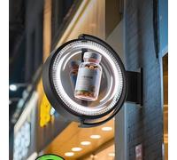 Caisson lumineux holographique 3D, affichage publicitaire 3D double face avec contrôle par application, enseigne LED holographique à 360°, enseigne LED rotative étanche, pour entreprises(60CM)