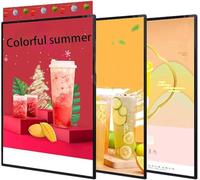 Caisson Lumineux LED, Cadre Publicitaire Mural Intérieur Ultra-Mince, Panneau De Menu Lumineux en Verre Trempé, Cadre D'affichage LED for Restaurants, Boutiques Et Cafés(A2)