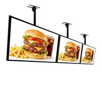 Caisson lumineux LED, panneau d'affichage lumineux LED ultra-fin à cadre clipsable, panneau d'affichage numérique mural avec tige télescopique, publicitaire suspendu pour restaurants(3,60x120cm)