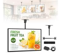 Caisson lumineux LED publicitaire avec cadre à clip, panneau de menu rétroéclairé LED suspendu, panneau en verre trempé, pour restaurants, boutiques de bubble tea, cafés et commerces de détail