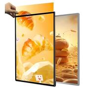 Caisson lumineux LED ultra-fin en verre trempé, cadre d'affichage publicitaire LED, pour restaurants, bars et magasins black A4