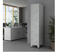 en.casa Casier métallique Joroinen 5 portes verrouillables acier laqué 180 x 38 x 45 cm gris