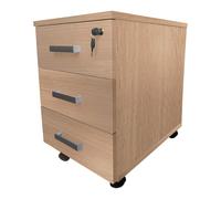 Caisson mobile hêtre 3 tiroirs 42x55,5x58,7cm sur roulette - Lot de 8 - MOBIKA - BU-CA-3T
