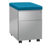 Caisson mobile métal 2 tiroirs aluminium avec coussin turquoise - Caissons mobiles - Bruneau