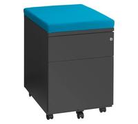 Caisson mobile métal 2 tiroirs anthracite avec coussin turquoise - Caissons mobiles - Bruneau