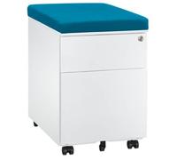 Caisson mobile métal 2 tiroirs blanc avec coussin turquoise - Caissons mobiles - Bruneau