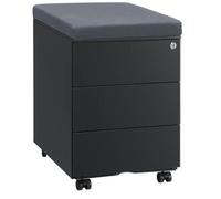 Caisson mobile métal 3 tiroirs anthracite avec coussin gris - Caissons mobiles - Bruneau
