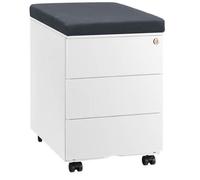 Caisson mobile métal 3 tiroirs blanc avec coussin gris - Caissons mobiles - Bruneau