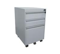 Caisson mobile métallique gris 3 tiroirs - Lot de 10 - MOBIKA - BU-CA-066