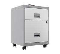 Caisson mobile Pratic 2 tiroirs - Corps Alu - Tiroirs Blanc