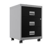 Caisson mobile Pratic 3 tiroirs - Corps Alu - Tiroirs Noir