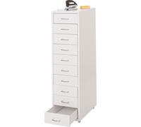Caisson roulant Boston T851, armoire à tiroirs acier, 110x28x41cm 10 tiroirs ~ blanc