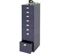 Caisson roulant Boston T851, armoire à tiroirs acier, 110x28x41cm 8 tiroirs ~ gris foncé