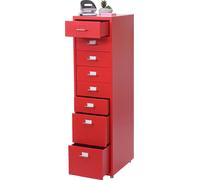 Caisson roulant Boston T851, armoire à tiroirs acier, 110x28x41cm 8 tiroirs ~ rouge