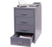 Caisson roulant Boston T851, armoire à tiroirs acier armoire de bureau, 48x28x41cm 4 tiroirs ~ gris foncé