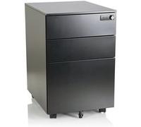 hjh OFFICE 743023 Caisson de Bureau sur roulettes et Serrure Color OS I Acier Noir, Caisson de Rangement Mobile avec 3 tiroirs, Rangement de dossiers, Documents