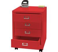Caisson roulant MENDLER HWC-L49 métal 55x40x41cm 4 tiroirs rouge Rouge G