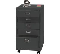 Mendler Caisson à roulettes HWC-L49, Armoire à tiroirs Acier Armoire à dossiers, métal 75x40x41cm 5 tiroirs - Gris foncé
