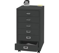 Mendler Caisson à roulettes HWC-L49, Armoire à tiroirs Acier Armoire à dossiers, métal 75x40x41cm 6 tiroirs - Gris foncé