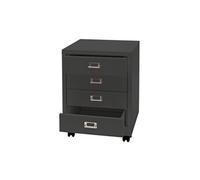 Caisson à roulettes HWC-L49, armoire à tiroirs acier armoire à dossiers, métal 55x40x41cm 4 tiroirs gris foncé