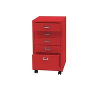 Mendler Caisson roulant HWC-L49 métal 75x40x41 cm 5 tiroirs Rouge