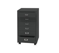 Caisson roulant HWC-L49 métal 75x40x41cm 6 tiroirs gris foncé
