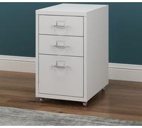 Caisson roulant Kökar Armoire à tiroirs Métal Armoire de classement à 3 tiroirs Chariot de bureau à roulettes pour bureau Blanc