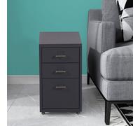 [en.casa] Caisson de Bureau Métallique à 3 Tiroirs Meuble de Rangement à 4 roulettes Casier pour Documents Dossiers Fournitures de Bureau Acier Laminé à Froid 48 x 28 x 41 cm Gris