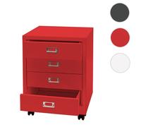 Caisson roulant MCW-L49 métal 55x40x41cm 4 tiroirs rouge