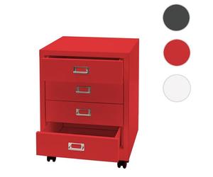 Caisson roulant MCW-L49 métal 55x40x41cm 4 tiroirs rouge