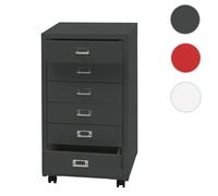 Caisson roulant MCW-L49 métal 75x40x41cm 6 tiroirs gris foncé