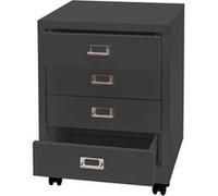 Caisson à roulettes HWC-L49, armoire à tiroirs acier armoire à dossiers, métal 55x40x41cm 4 tiroirs gris foncé