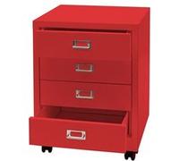 Caisson À Roulettes Hwc-L49, Armoire À Tiroirs Acier Armoire À Dossiers, Métal 55x40x41cm 4 Tiroirs Rouge Multicolore