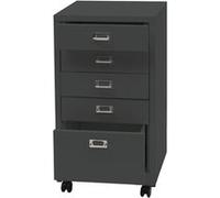 Mendler Caisson à roulettes HWC-L49 métal 75x40x41 cm 5 tiroirs Gris foncé