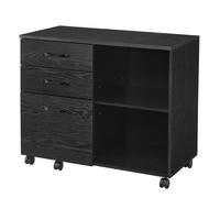 Caisson de Bureau - VASAGLE - 3 Tiroirs - Compartiments Ouverts - Noir Boisé - Style Industriel