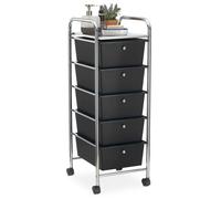 IDIMEX Caisson sur roulettes GINA Chariot avec 5 tiroirs en Plastique Noir et 1 étagère, Meuble de Rangement pour Salle de Bain en métal chromé