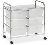 Caisson sur roulettes GINA chariot avec 6 tiroirs en plastique blanc transparent et 1 étagère, rangement salle de bain Transparent G