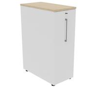 Caisson Tower Hauteur 113 cm - 3 niveaux de rangements - Corps Blanc / Top Chêne