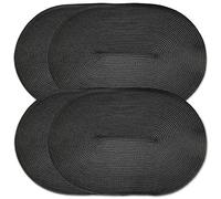 CAIT CHAPMAN HOME COLLECTION Lot de 4 sets de table ovales tressés en plastique polypropylène (noir)