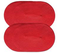 CAIT CHAPMAN HOME COLLECTION Lot de 4 sets de table ovales tressés en plastique polypropylène (rouge)