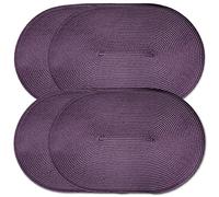 CAIT Chapman Home Collection Lot de 4 Sets de Table ovales tressés en Plastique polypropylène (Violet)