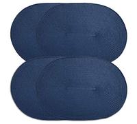 CAIT CHAPMAN HOME COLLECTION Lot de 4 Sets de Table ovales tressés en polypropylène Bleu Marine