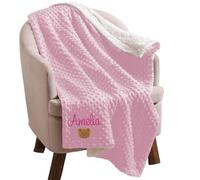 Caixiabeauty Couverture Bebe Personnalisée Prénom,Couverture Enfant Maternelle Sieste,Plaid Enfant Personnalisé avec Noms pour Garçon Fille,Cadeau Naissance Personnalisé(Pink)