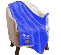 Caixiabeauty Couverture Bebe Personnalisée Prénom,Couverture Enfant Maternelle Sieste,Plaid Enfant Personnalisé avec Noms pour Garçon Fille,Cadeau Naissance Personnalisé(Bleu Marine)